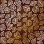 Sheet of single-sided paper with gold foil embossing, pattern Golden Delicate Leaves, color Brown aquarelle, 12"x12"