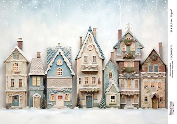 Decoupage card «Christmas houses-020» #000870, 21cm x 29,7cm
