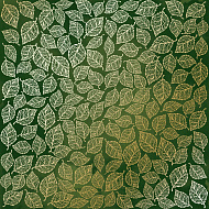 лист односторонней бумаги с фольгированием golden leaves mini, color green aquarelle 30,5х30,5 см