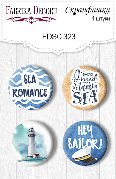 Set of 4pcs flair buttons for scrabooking "Sea Romance" #323