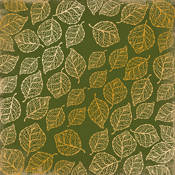 Blatt einseitig bedrucktes Papier mit Goldfolienprägung, Muster Golden Delicate Leaves Botany summer 1, 12"x12"