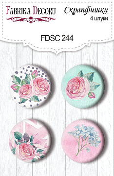 Set mit 4 Flair-Buttons zum Scrapbooking "Mysterious Garden" #244