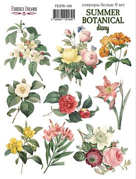 Set of stickers 9pcs Summer botanical diary  #189