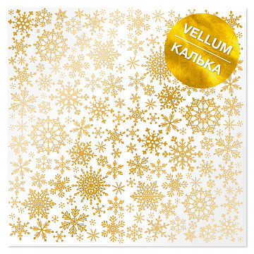 Pergamentblatt mit Goldfolie, Muster "Golden Snowflakes 29.7cm x 30.5cm