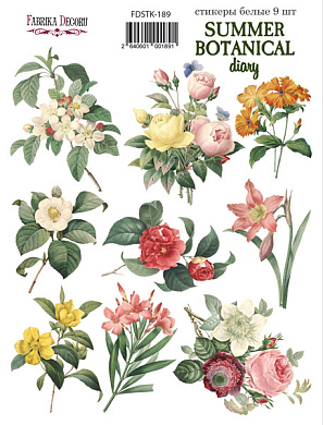набор наклеек (стикеров) 9 шт summer botanical diary  #189
