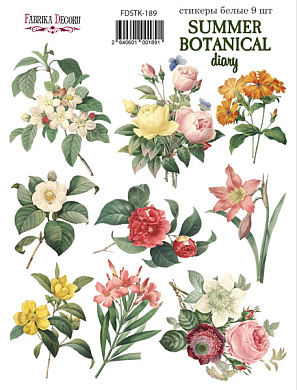 набор наклеек (стикеров) 9 шт summer botanical diary  #189