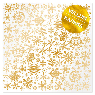 лист кальки (веллум) с золотым узором golden snowflakes 30,5х30,5 см