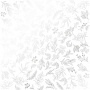 Sheet of single-sided paper embossed with silver foil, pattern Silver Branches White 12"x12" 
