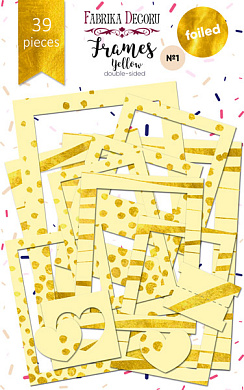 набор картонных фото рамок с фольгированием #1 yellow 39 шт фабрика декору