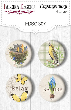 Set of 4pcs flair buttons for scrabooking "Botany Spring" #307