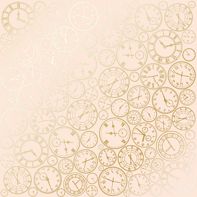 лист односторонней бумаги с фольгированием, дизайн golden clocks beige, 30,5см х 30,5см