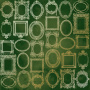 Лист односторонней бумаги с фольгированием, дизайн Golden Frames, color Green aquarelle, 30,5см х 30,5см
