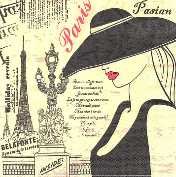 Decoupage napkin "Frenchwoman"