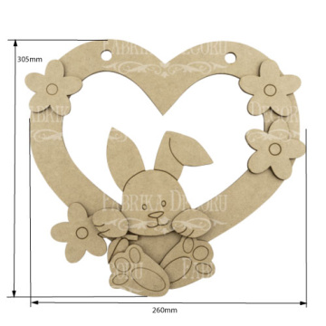 Blank for decoration "Bunny in the heart" #131 - 2 Blank for decoration "Bunny in the heart" #131 - 2