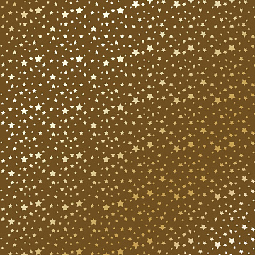 Sheet of single-sided paper with gold foil embossing, pattern Golden stars, color Milk chocolate, 12"x12"