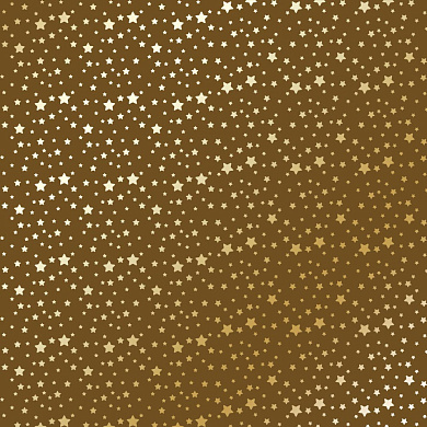 лист односторонней бумаги с фольгированием, дизайн golden stars, milk chocolate, 30,5см х 30,5см