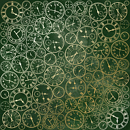 лист односторонней бумаги с фольгированием golden clocks, color dark green aquarelle 30,5х30,5 см