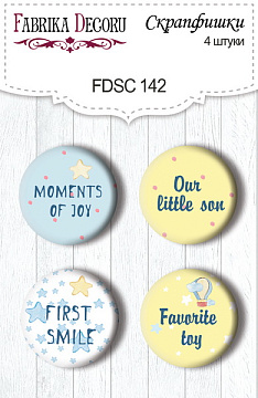 Set of 4pcs flair buttons for scrabooking "Sweet baby boy" EN #142