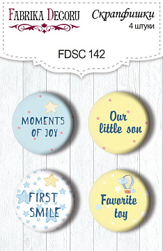 Set mit 4 Flair-Knöpfen zum Scrapbooking „Sweet Baby Boy“ EN #142