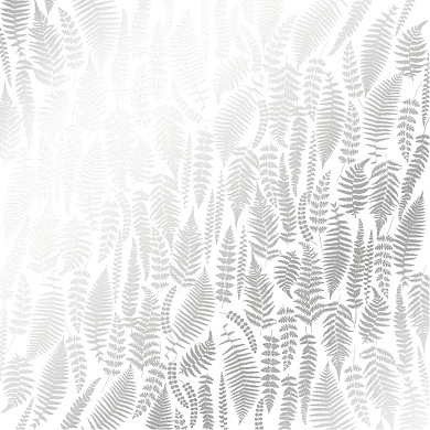 лист односторонней бумаги с серебряным тиснением, дизайн silver fern, white, 30,5см х 30,5см