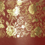 Stück PU-Leder zum Buchbinden mit Goldmuster Golden Peony Passion, Farbe Weinrot, 50 cm x 25 cm