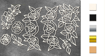 Chipboard embellishments set, Openwork roses #551