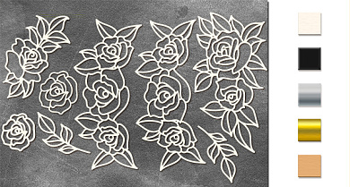  Набор чипбордов Ажурные розы 10х15 см #551 color_Milk