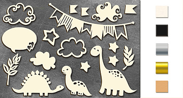 Chipboard embellishments set, "Dyno & co 2" #009