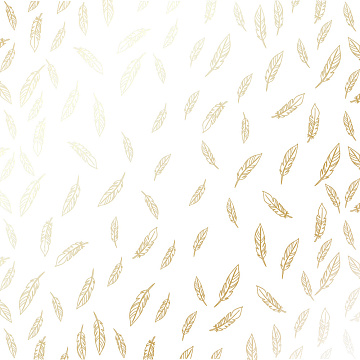 Arkusz papieru jednostronnego wytłaczanego złotą folią, wzór "Złote Piórko Białe", 30,5x30,5cm 