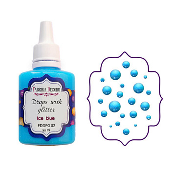 Liquid glass drops with glitter  Ice blue 30 ml