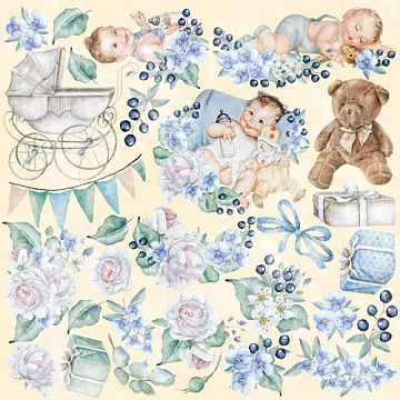 Sheet of images for cutting. Collection "Shabby Baby Boy"