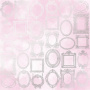 Einseitig bedrucktes Blatt Papier mit Silberfolie, Muster Silberrahmen, Farbe Pink Shabby Aquarell 12"x12"