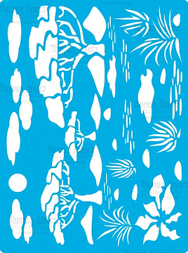 Stencil reusable, 15x20cm Safari landscape, #415