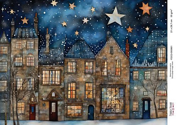 Decoupage card «Christmas houses-011» #000861, 21cm x 29,7cm
