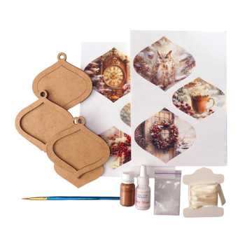 DIY wooden set “Cozy Winter” for making 3 Christmas tree decorations, #054 - 2 DIY wooden set “Cozy Winter” for making 3 Christmas tree decorations, #054 - 2