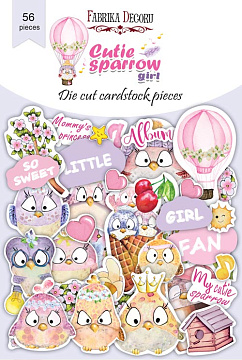 Set of die cuts  Cutie sparrow girl, 56 pcs