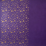 Отрез кожзама с тиснением золотой фольгой, дизайн Golden Stars Violet, 50см х 25см