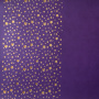 Skóra PU do oprawiania ze złotym tłoczeniem, wzór Golden Stars Violet, 50cm x 25cm 