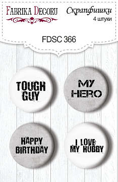 Set mit 4 Flair-Buttons zum Scrapbooking von Grunge&Mechanics EN #366