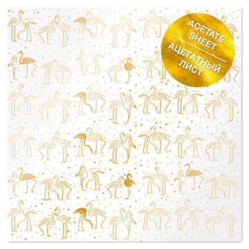 Acetatfolie mit goldenem Muster Flamingo 12"x12"