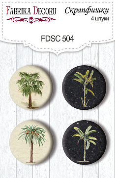 Set mit 4 Flair-Buttons für Scrapbooking Botanik exotisch #504
