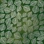 Sheet of single-sided paper embossed with silver foil, pattern Silver Delicate Leaves, color Dark green aquarelle 12"x12" 