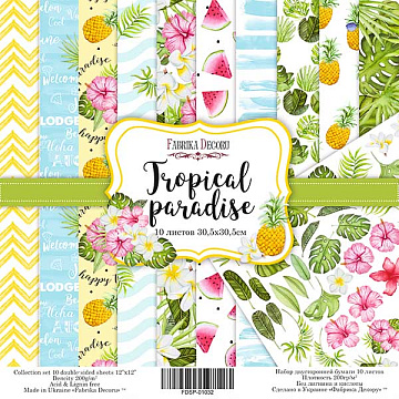 Doppelseitig Scrapbooking Papiere Satz Tropical Paradise, 30.5 cm x 30.5cm, 10 Blätter