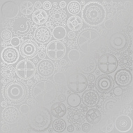 лист односторонней бумаги с серебряным тиснением, дизайн silver gears gray, 30,5см х 30,5см