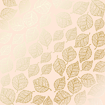 Blatt aus einseitigem Papier mit Goldfolienprägung, Muster Golden Delicate Leaves Beige, 12"x12"
