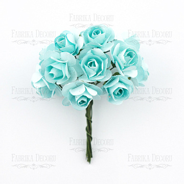 Bouquet of small rose flowers, color  Turquoise, 12pcs