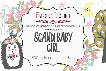 Zestaw pocztówek "Scandi Baby Girl" do kolorowania markerami RU