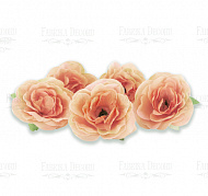 Rose flowers, color Peach with yellow, 1pcs