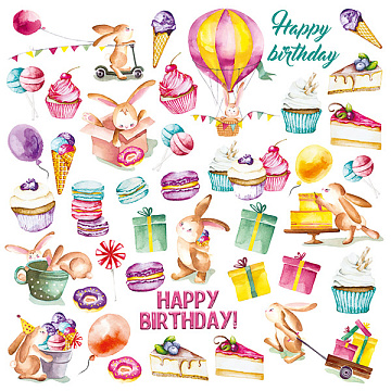 Sheet of images for cutting. Collection "Sweet Birthday"