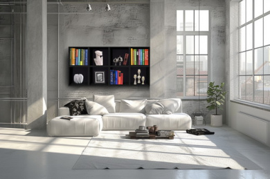  Полка 400мм х 400мм х 250мм, Корпус Черный, Задняя панель Черная - 2